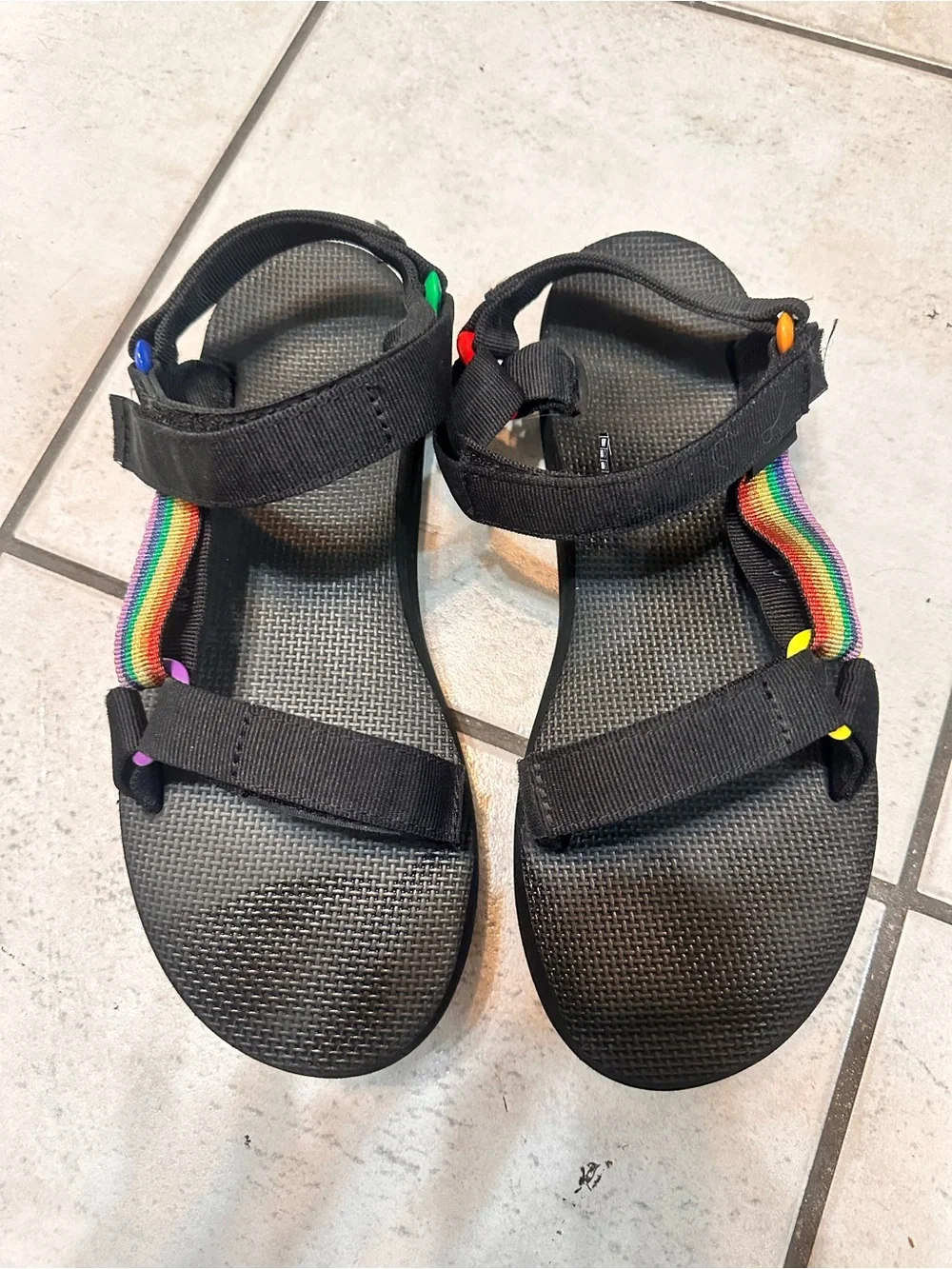 Teva Women's Black Rainbow Strap Sandal Teva Midform Universal Pride 10 - Picture 3 of 16